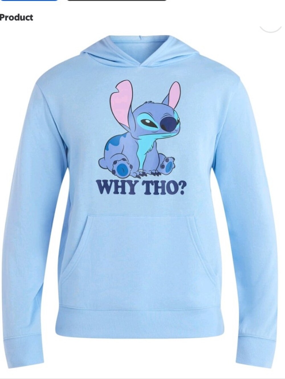 Disney Stitch Light Blue Men’s Hoodie - "Why Tho?"